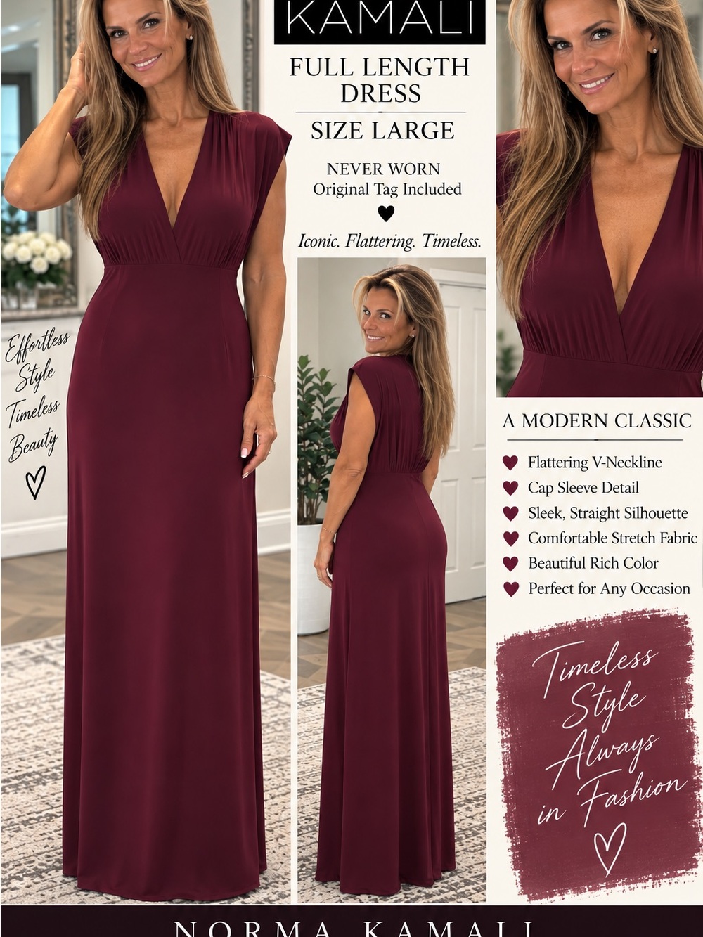Norma Kamali Maxi Dress in Burgundy